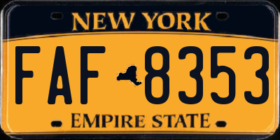 NY license plate FAF8353