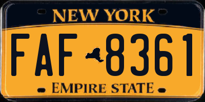 NY license plate FAF8361