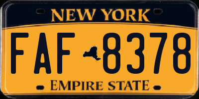 NY license plate FAF8378