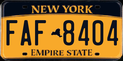 NY license plate FAF8404