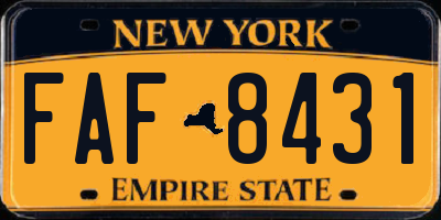 NY license plate FAF8431
