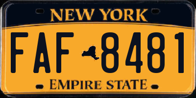 NY license plate FAF8481
