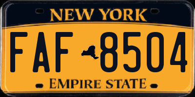 NY license plate FAF8504