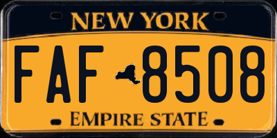 NY license plate FAF8508