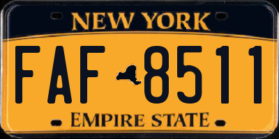 NY license plate FAF8511