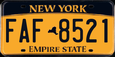 NY license plate FAF8521
