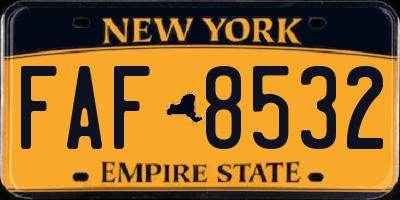NY license plate FAF8532