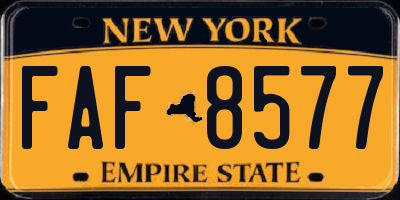 NY license plate FAF8577
