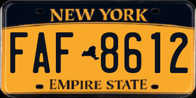 NY license plate FAF8612