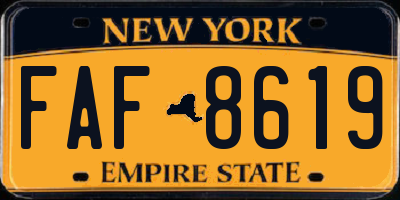 NY license plate FAF8619