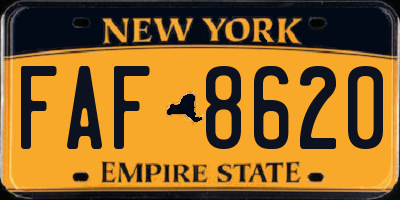 NY license plate FAF8620