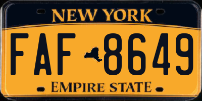 NY license plate FAF8649
