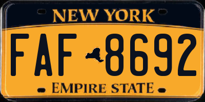 NY license plate FAF8692