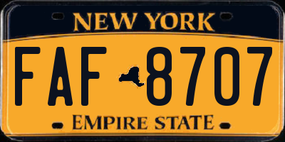 NY license plate FAF8707