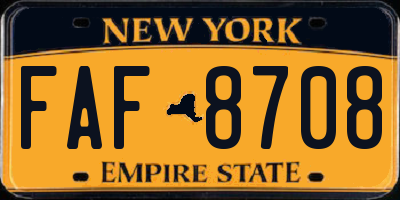 NY license plate FAF8708