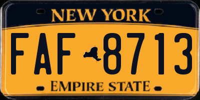 NY license plate FAF8713