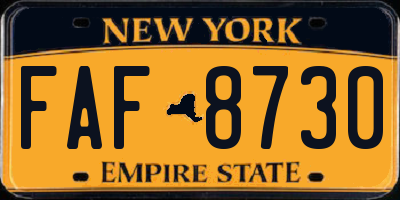 NY license plate FAF8730