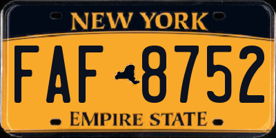 NY license plate FAF8752