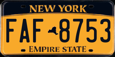 NY license plate FAF8753