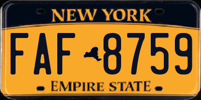 NY license plate FAF8759
