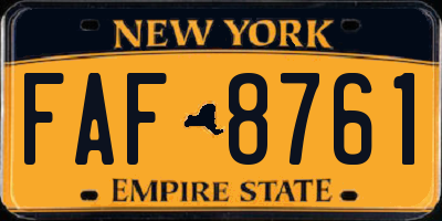 NY license plate FAF8761