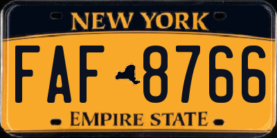 NY license plate FAF8766