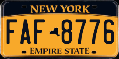 NY license plate FAF8776