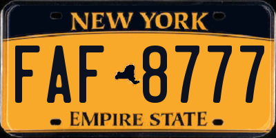 NY license plate FAF8777