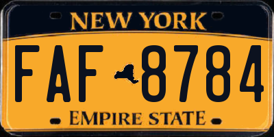 NY license plate FAF8784