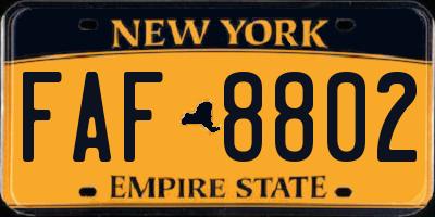 NY license plate FAF8802