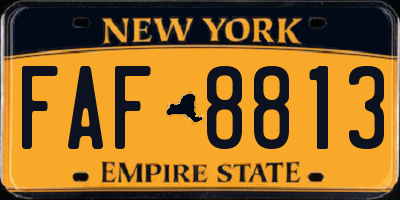 NY license plate FAF8813