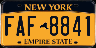 NY license plate FAF8841