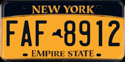 NY license plate FAF8912