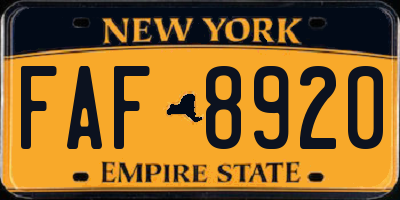 NY license plate FAF8920
