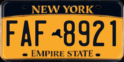 NY license plate FAF8921