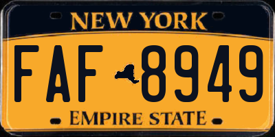 NY license plate FAF8949