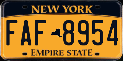 NY license plate FAF8954