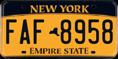 NY license plate FAF8958