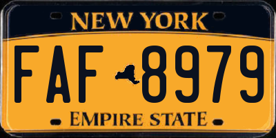 NY license plate FAF8979