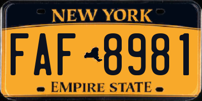 NY license plate FAF8981