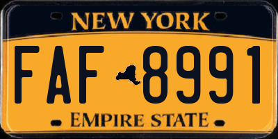 NY license plate FAF8991