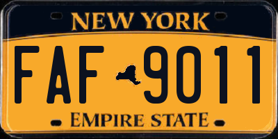 NY license plate FAF9011