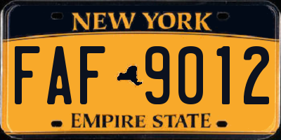 NY license plate FAF9012
