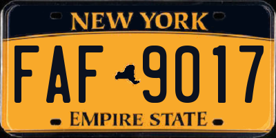 NY license plate FAF9017