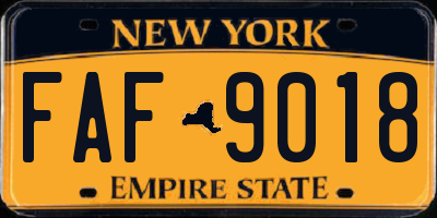 NY license plate FAF9018