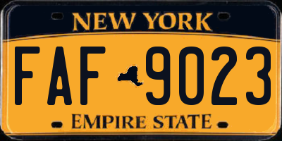 NY license plate FAF9023