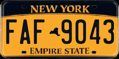 NY license plate FAF9043