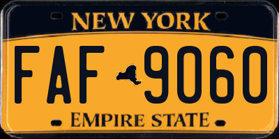 NY license plate FAF9060
