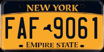 NY license plate FAF9061