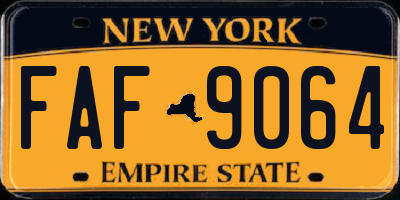 NY license plate FAF9064